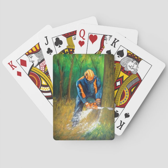 Tree Surgeon Arborist christmas present Birthday Playing Cards (Back)