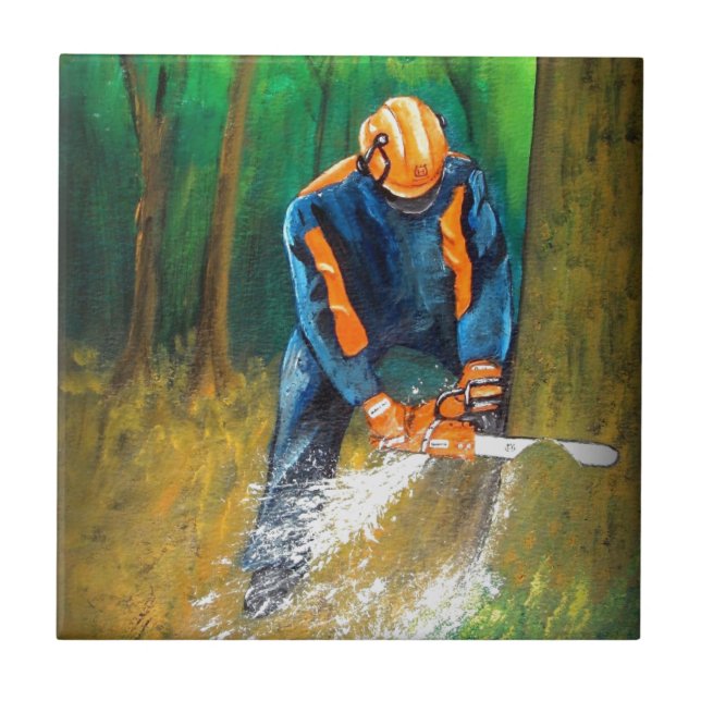 Tree Surgeon Arborist Forester Ceramic Tile (Front)