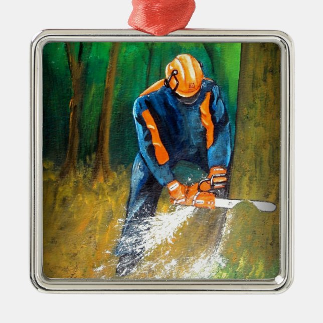 Tree Surgeon Arborist Forester Metal Tree Decoration (Front)