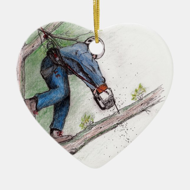 Tree Surgeon Arborist Lumberjack Ceramic Tree Decoration (Front)