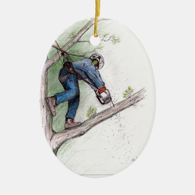 Tree Surgeon Arborist Lumberjack Ceramic Tree Decoration (Front)
