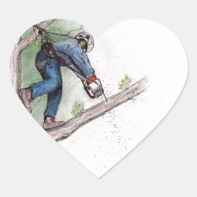 Tree Surgeon Arborist Lumberjack Heart Sticker (Front)