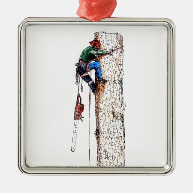 Tree Surgeon Arborist Metal Tree Decoration (Front)