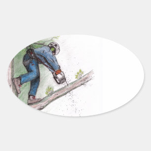 Tree Surgeon Arborist Oval Sticker