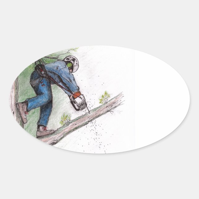 Tree Surgeon Arborist Oval Sticker (Front)