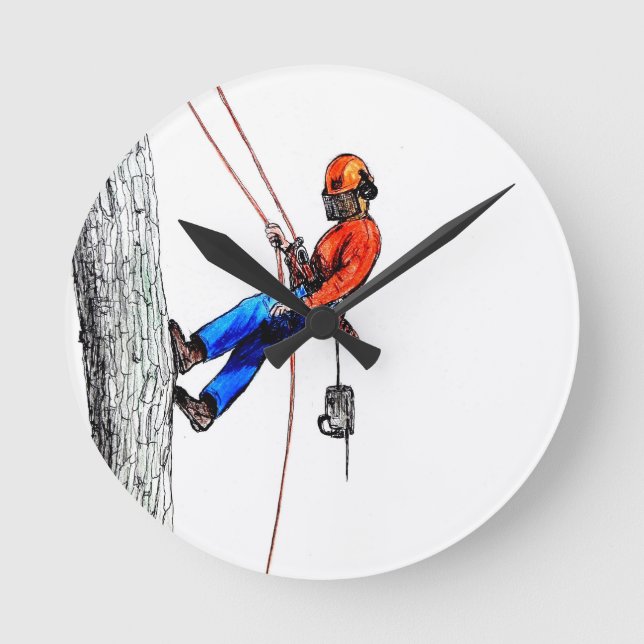 Tree Surgeon Arborist Round Clock (Front)