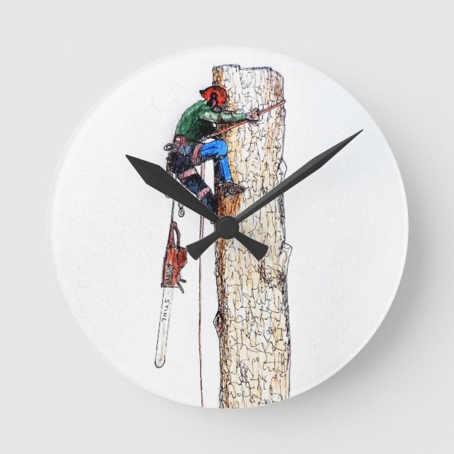 Tree Surgeon Arborist Round Clock (Front)