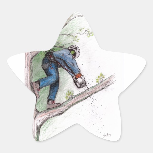 Tree Surgeon Arborist Star Sticker (Front)