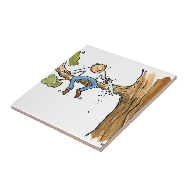 Tree surgeon ceramic tile (Side)