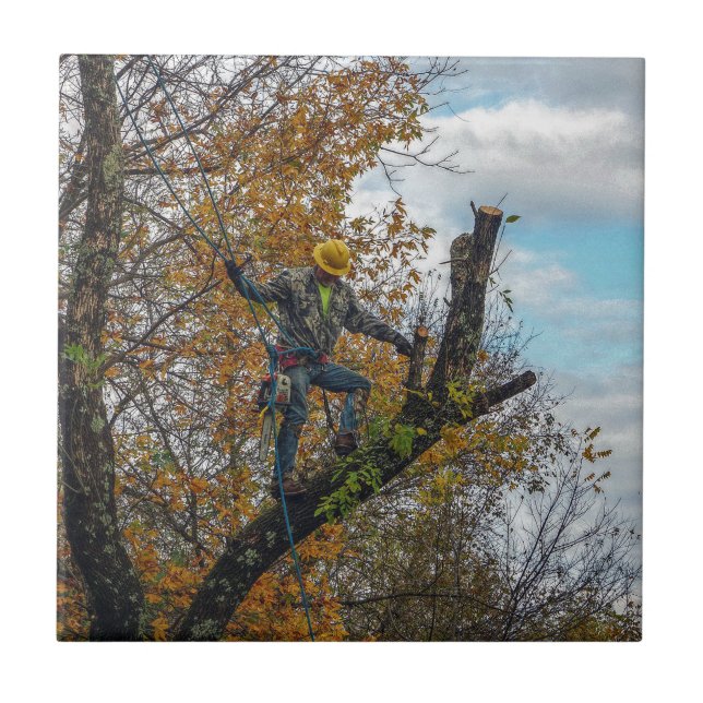 Tree Surgeon Ceramic Tile (Front)
