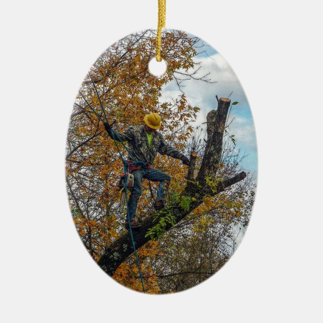 Tree Surgeon Ceramic Tree Decoration (Front)