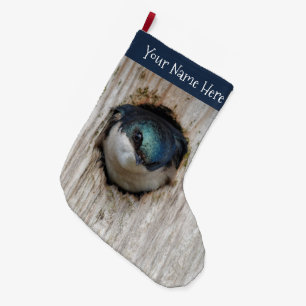 Tree Swallow Songbird in Nestbox Large Christmas Stocking