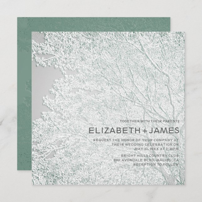 Tree Themed Unique Embossed-Like Wedding © Invitation (Front/Back)