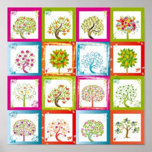 Tree tiles 4x4 poster