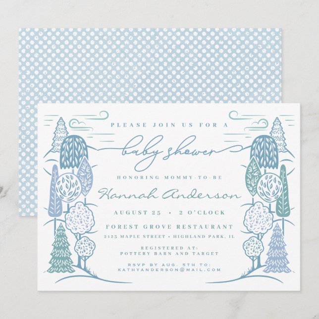 Tree Top Baby Boy Shower Blue Invitation (Front/Back)