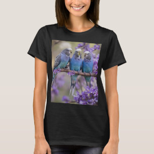 Tree Top Chatter: Blue Budgies In Jacaranda Tree,