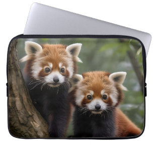 "Tree-top Explorers: Baby Red Pandas Looking Out Laptop Sleeve