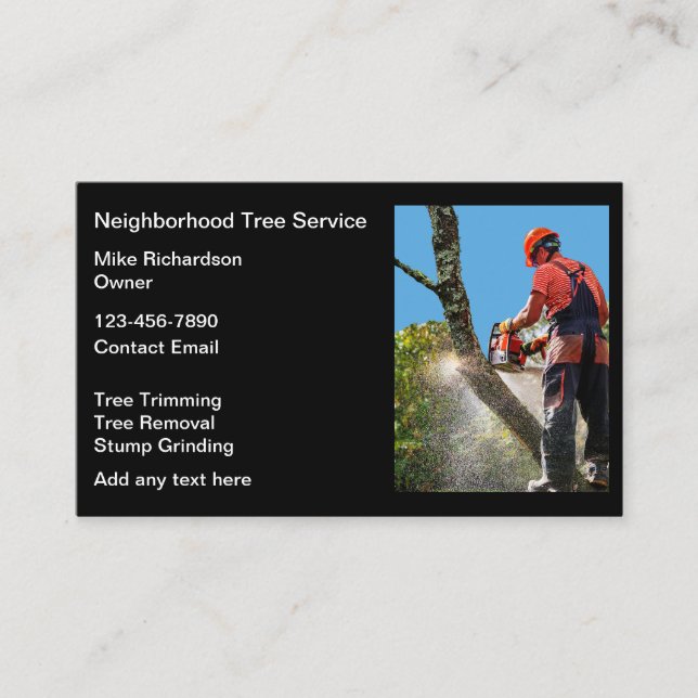 Tree Trimming And Removal Business Cards  (Front)