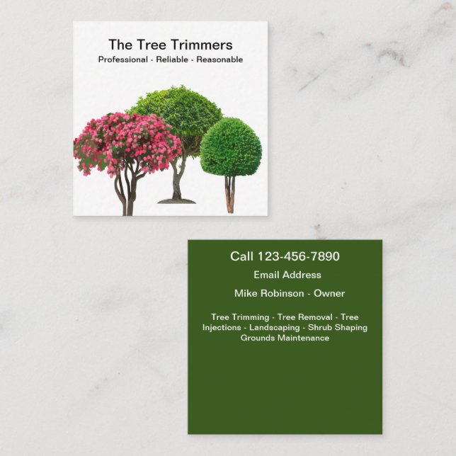 Tree Trimming And Removal Service Square Business Card (Front/Back)