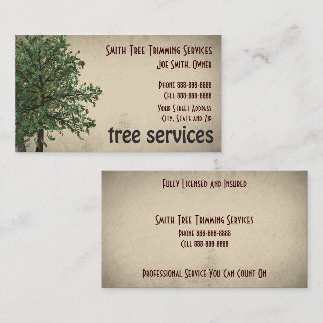 Tree Trimming Care Services Business Card (Front/Back)