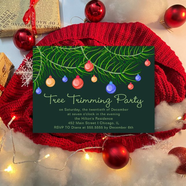Tree Trimming Christmas Holiday Party Invitation (Creator Uploaded)