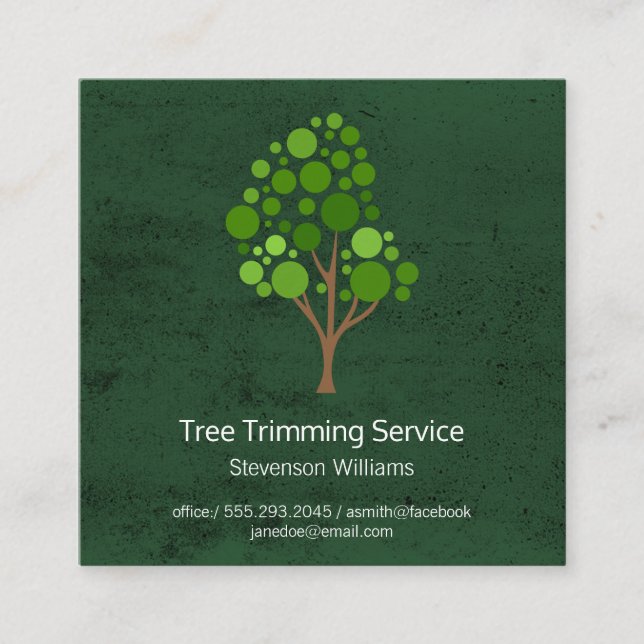 Tree Trimming | Nature Outdoors | Landscape Square Business Card (Front)