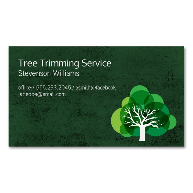 Tree Trimming | Nature Outdoors | Tree Magnetic Business Card (Front)
