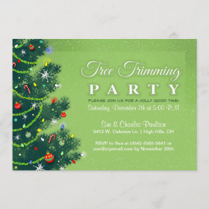 Tree Trimming Party Invitation - Green Tree