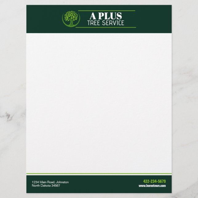 Tree Trimming Service Custom Letterhead (Front)