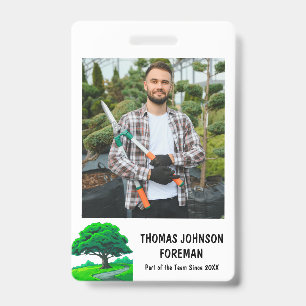 Tree Trimming Services Oak Tree Logo Photo ID Badge