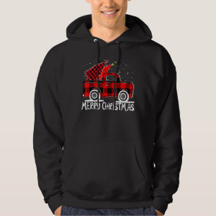 Tree Truck Buffalo Plaid Christmas Pajama Matching Hoodie