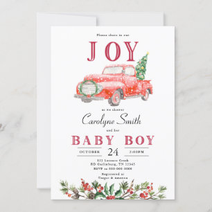 Tree Truck Christmas Baby Shower Invitation