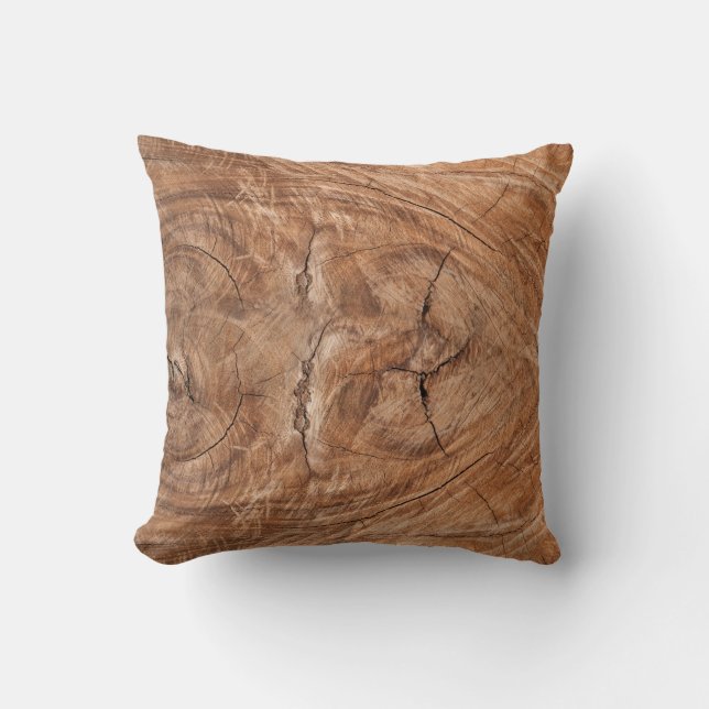 Tree Truck Cross-Section Throw Pillow (Front)