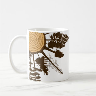 Tree Trunk Cross Section Growth Rings Pine Trees Coffee Mug