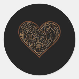 Tree Trunk Heart Classic Round Sticker