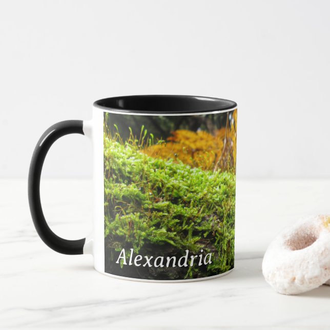 Tree Trunk in Lush Moss - Personalized Mug (With Donut)