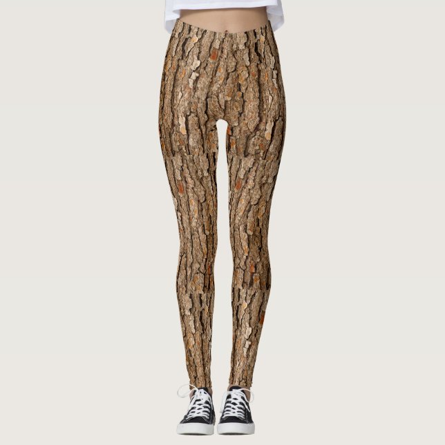Tree Trunk  Pine Bark Texture  Leggings (Front)