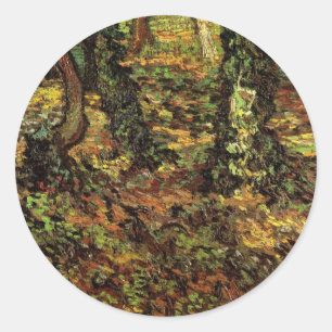 Tree Trunks with Ivy by Vincent van Gogh Classic Round Sticker
