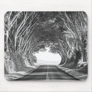 Tree Tunnel Kauai Photography Black and White Mouse Pad
