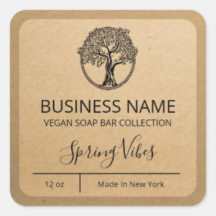 Tree Vegan Kraft Paper Soap Bar Labels