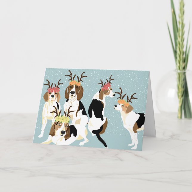 Tree Walker Coonhound Holiday (blank inside) Card (Front)