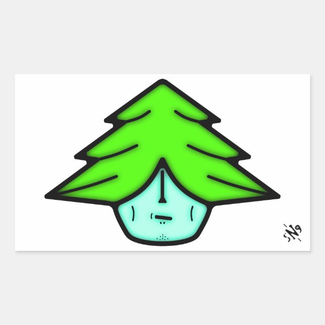 Tree warrior (cartoon like face) v1 square sticker (Front)
