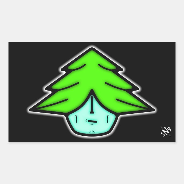 Tree warrior (cartoon like face) v2 rectangular sticker (Front)
