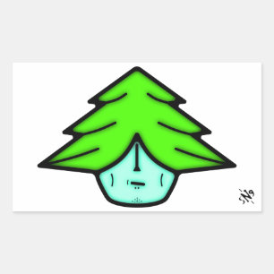 Tree Warrior Cartoon Nature Creature Rectangular Sticker