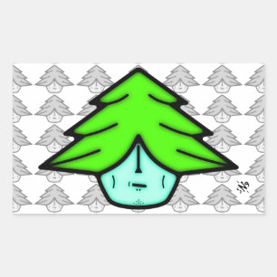 Tree Warrior Cartoon Nature Creature Rectangular Sticker