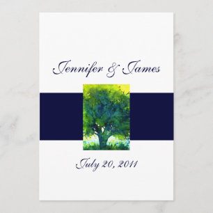 Tree Wedding Invitations Navy White Back