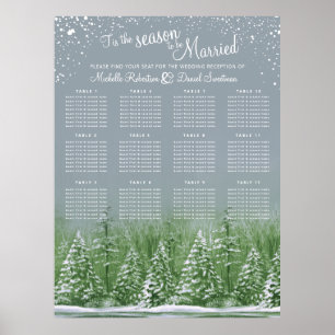 Tree winter wedding grey 12 table seating chart