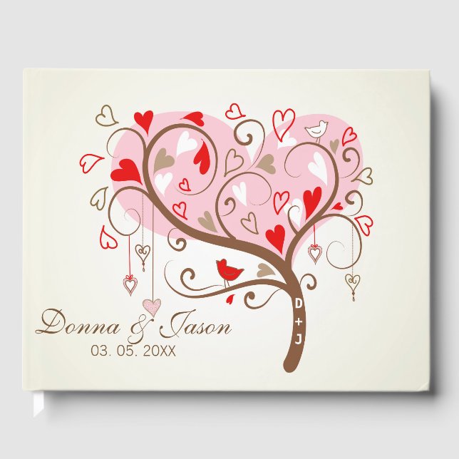Tree With Birds And Hearts Guest Book (Front)