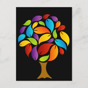 Tree with colourful leaves postcard