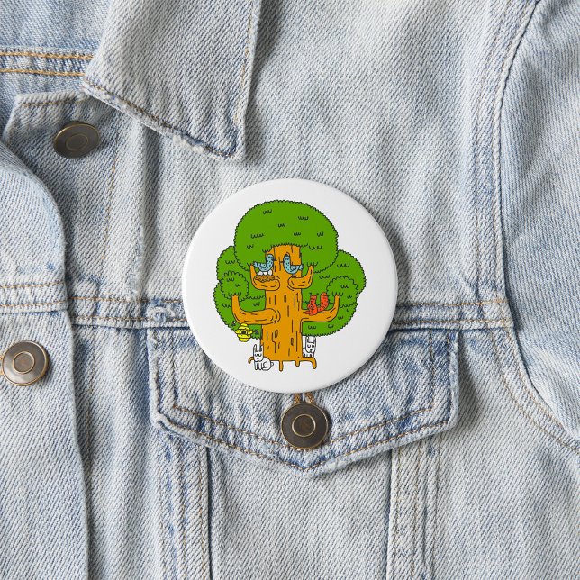 Tree with Forest Animals Cute Nature  7.5 Cm Round Badge (Creator Uploaded)